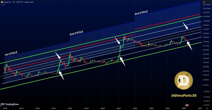 A chart showing DOGE historical price pattern